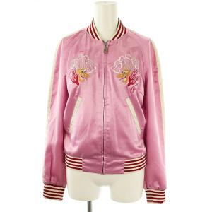 スカジャン ジャケット ブルゾン ジップアップ XS ピンク /NR OS