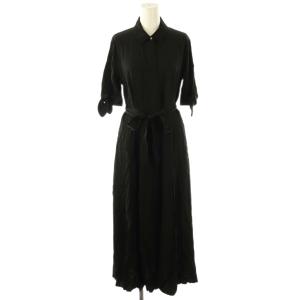 ドット柄 ワンピース ロング 半袖 4 ブラック /DF OS