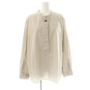 23AW GRID CHECK COTTON プルオーバーシャツ バンドカラー チェック 3 ライトベージュ