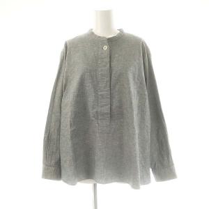 23SS COTTON LINEN END ON END プルオーバーシャツ バンドカラー リネン混 2