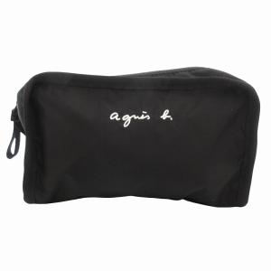 美品 ポーチ インバッグ ロゴプリント バイカラー ナイロン 黒 ブラック 白 ホワイト VAT01-06