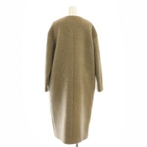 IENA ラムウールノーカラーロングコート アウター 38 グレージュ /DO OS