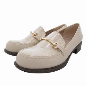 ビットローファー シューズ クロコ型押し 24cm アイボリー /FF