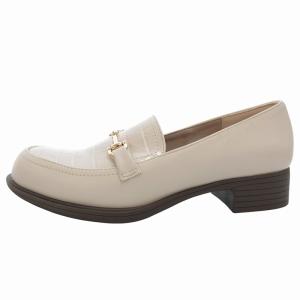 あしながおじさん ビットローファー シューズ クロコ型押し 24cm アイボリー /FF