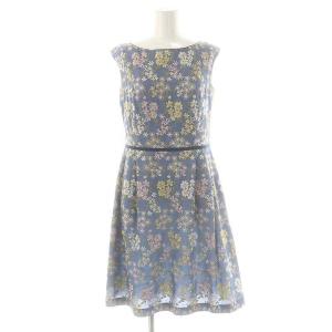 LUCULIA ドレス ワンピース 刺繍 6 青 マルチカラー /MI OS