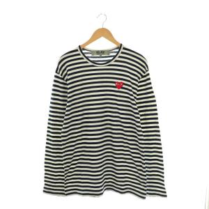 AD2018 ハートワッペン ボーダー カットソー Tシャツ XL 紺 白 /MI OS