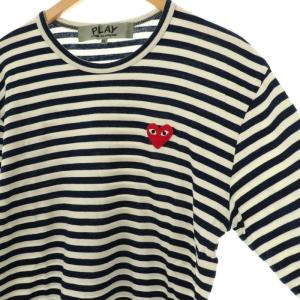 PLAY Comme des Garçons AD2018 ハートワッペン ボーダー カットソー Tシャツ XL 紺 白 /MI OS