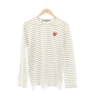 AD2018 ハートワッペン ボーダー カットソー Tシャツ XL グレー 白 /MI OS