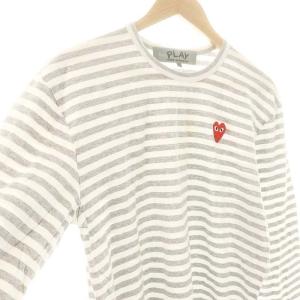 PLAY Comme des Garçons AD2018 ハートワッペン ボーダー カットソー Tシャツ XL グレー 白 /MI OS