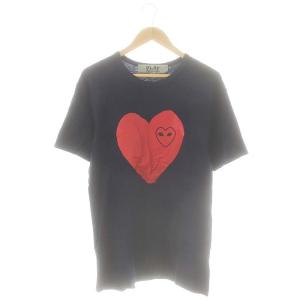 AD2019 インディゴ染め ハートプリント Tシャツ XL 紺 赤 /MI OS