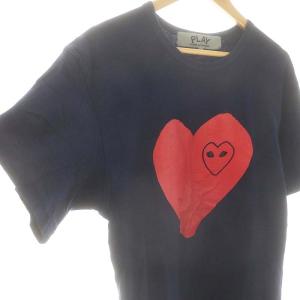PLAY Comme des Garçons AD2019 インディゴ染め ハートプリント Tシャツ XL 紺 赤 /MI OS