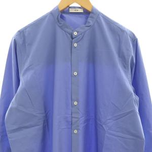 ATON SUVIN BROAD バンドカラーシャツ 長袖 04 スモークブルー /ES OS AD