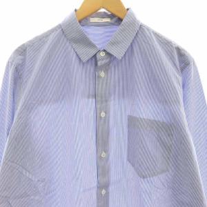 ATON GIZA STRIPE STANDARD SHIRT シャツ 長袖 ストライプ 04 ブルー ホワイト