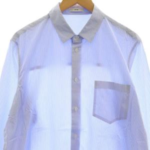 ATON GIZA STRIPE STANDARD SHIRT シャツ 長袖 ストライプ 04 ブルー ホワイト