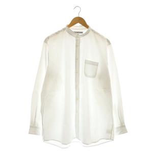 スタンドカラー長袖シャツ M 白 ホワイト /AT OS