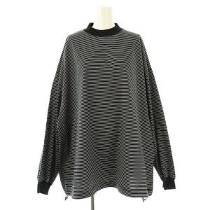 ボーダー柄カットソー Tシャツ 長袖 M ブラック ホワイト /DF OS AD