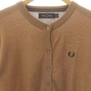 FRED PERRY ハイゲージコットンニットカーディガン UK10 M ブラウン SH /SY OS