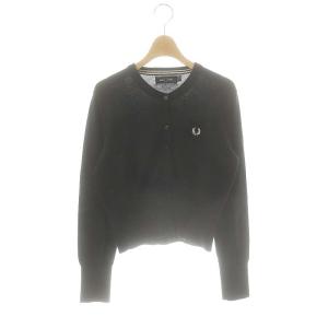 ハイゲージコットンニットカーディガン UK10 M 黒 ブラック SH /SY OS