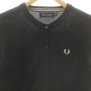 FRED PERRY ハイゲージコットンニットカーディガン UK10 M 黒 ブラック SH /SY OS