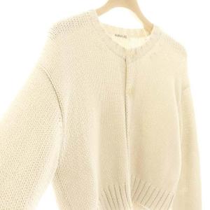 AURALEE 24SS COTTON LILY-YARN KNIT CREWNECK SHORT CARDIGAN