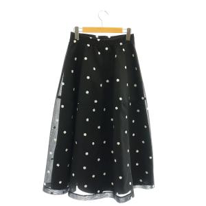 Apuweiser-riche 24SS 刺繍シアースカート 花柄 1 黒 白 /CX OS SH