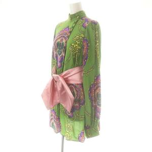 GUCCI 498694 アレッサンドロ・ミケーレ シルクブラウス グリーン