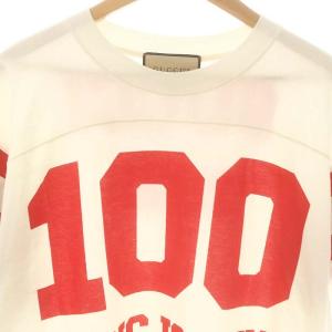 GUCCI 660744 100周年 MUSIC IS MINE The R Tシャツ ロゴ XS アイボリー 赤