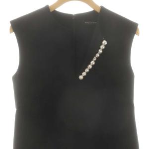 YOKO CHAN YOKOCHAN パールスリットラインノースリーブブラウス 36 黒 /MI OS