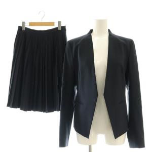 セットアップ ノーカラージャケット プリーツスカート 2 0 濃紺 /MI OS