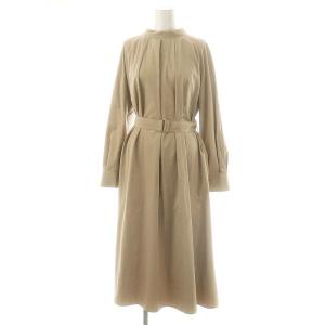 23AW ウエストベルト2WAYネックワンピース ミモレ ロング 長袖 F ベージュ /AT OS