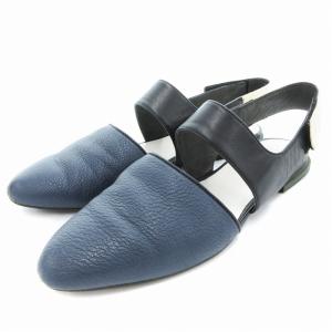 カンペール Isadora フラットパンプス バックストラップ 起毛 39 紺 ネイビー /JS