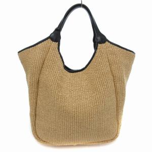 かごバッグ トート レザーハンドル 黒 ブラック ベージュ /JS