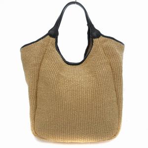 marco masi かごバッグ トート レザーハンドル 黒 ブラック ベージュ /JS