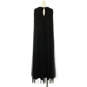 JILL STUART 23SS チュールレイヤードAラインワンピース ロング 2 ブラック /DF OS
