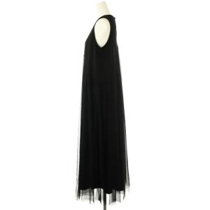 JILL STUART 23SS チュールレイヤードAラインワンピース ロング 2 ブラック /DF OS