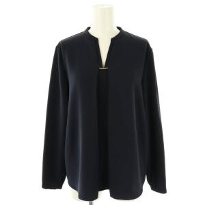 25SS UVカットVネックメタルパーツブラウス 長袖 S ネイビー /DF OS