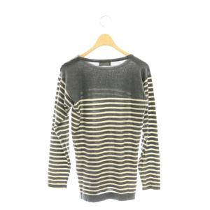 MARGARET HOWELL ニット セーター ボーダー ウール 2 ホワイト グレー /SS OS