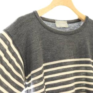 MARGARET HOWELL ニット セーター ボーダー ウール 2 ホワイト グレー /SS OS