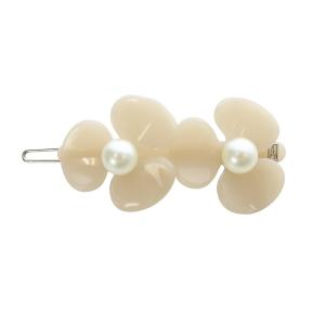 ヘアピン カメリア ボールピン 髪留め 若葉 パール ベージュ /YO15