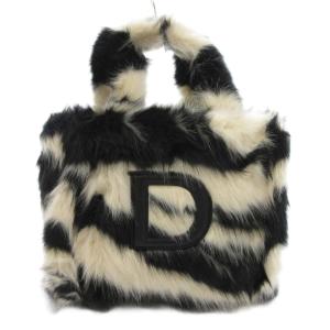 ハンドバッグ ノベルティ エコファー 白 ホワイト 黒 ブラック /JS