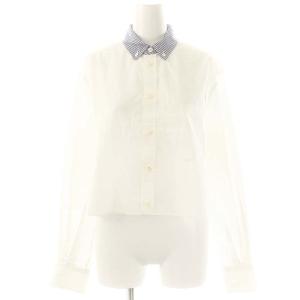 コットンタイプライター クロップドシャツ ブラウス 長袖 F 白 ホワイト /SY OS