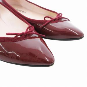Repetto バレエシューズ フラット ポインテッドトゥ リボン エナメルレザー 35 22.0cm 紅 ボルドー /HO