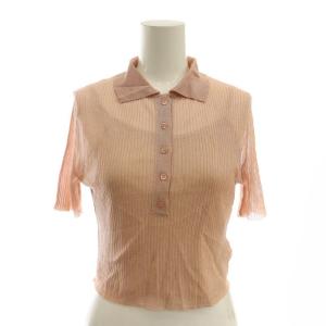 シアーニットポロシャツ クロップド丈 ラメ インナー付き F ピンク /MI OS