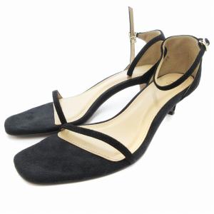 2strap sandals ヒールサンダル バックストラップ スエード 36 黒 ブラック /JS