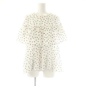 フレアドットブラウス シャツ 1 S 白 ホワイト 黒 ブラック SH /SY OS