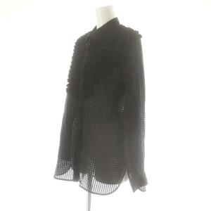 Drawer フロントフリルシャツ 36 黒 /MI OS SH