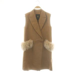 ウールテーラードファーポケットジレ フォックスファー 36 ブラウン