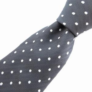 美品 ネクタイ ワイドタイ ドット柄 シルク ダークグレー /AE SH