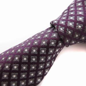 美品 ネクタイ レギュラータイ 総柄 絹 シルク 紫 パープル /OU SH