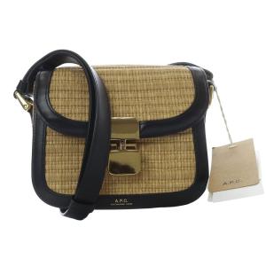 GRACE ラフィア スモールバッグ べージュ ブラック